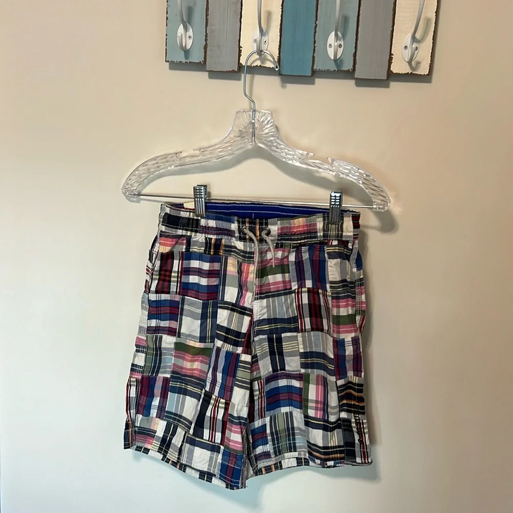 GAP Kids Boys Surf Swim Trunks / Size M (8) / Brand NWT / Patched Plaid Pattern